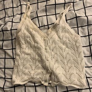 Forever 21, White tank top, Crochet, size small, selling for $8